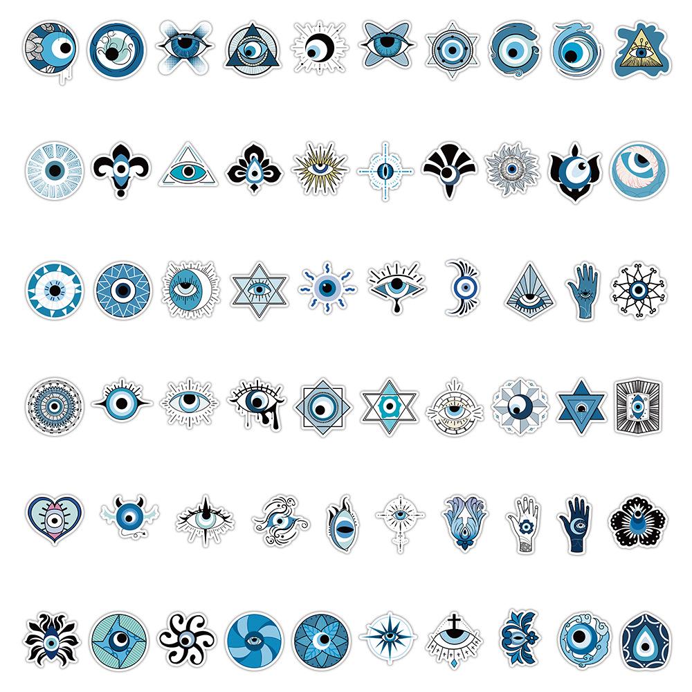 Evil Eye Waterproof Stickers - 60 Sheets for Phone, Water Bottle, Computer, Suitcase