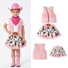 Conjunto de Fantasia Cowgirl para Crianças Rosa/Marrom com Franjas Traje Western para Festa Temática de Halloween Apresentação de Palco