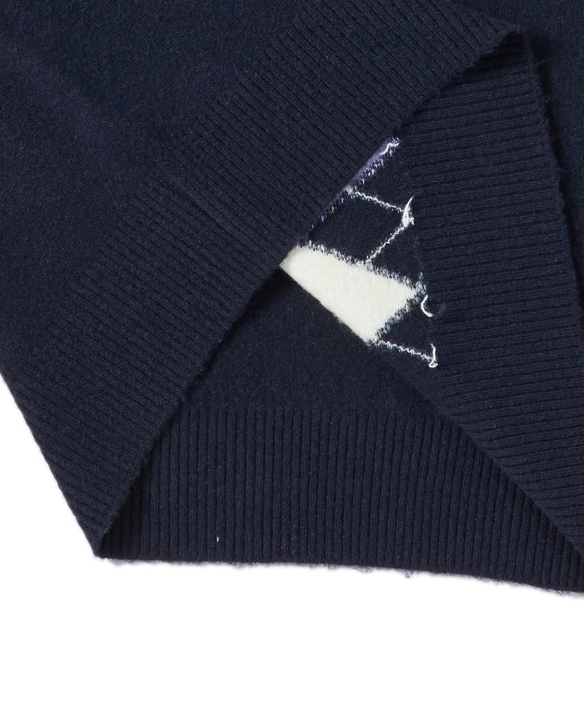 BEYOND CLOSET Romantic Modern Argyle Soft Knit Navy