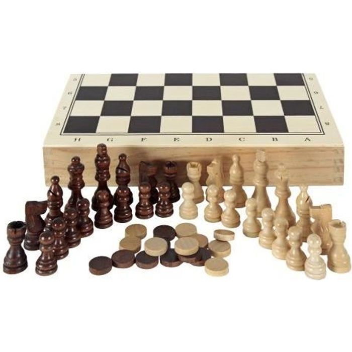 Jeu d'échecs, de Dames et de Backgammon - Aquamarine Games - Compudid CP1070 - Marron - Enfant - Mixte