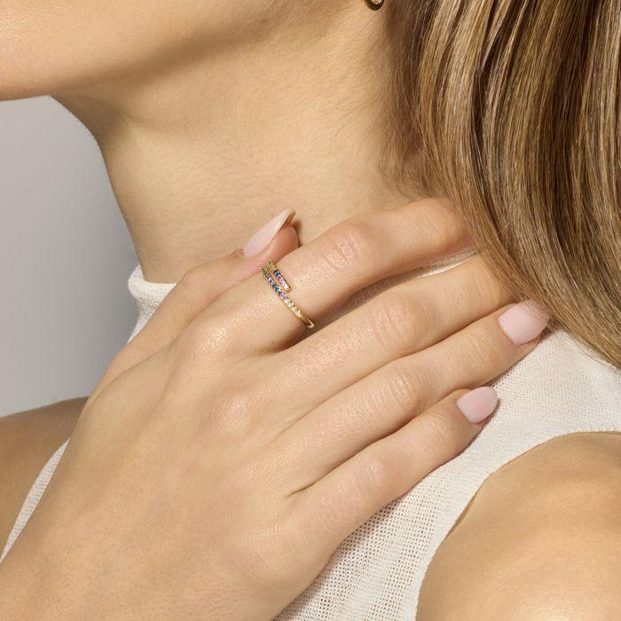 Bague - LUXENTER - Tazel - Zircone multicolore - Or 18 carats - 4,5 mm