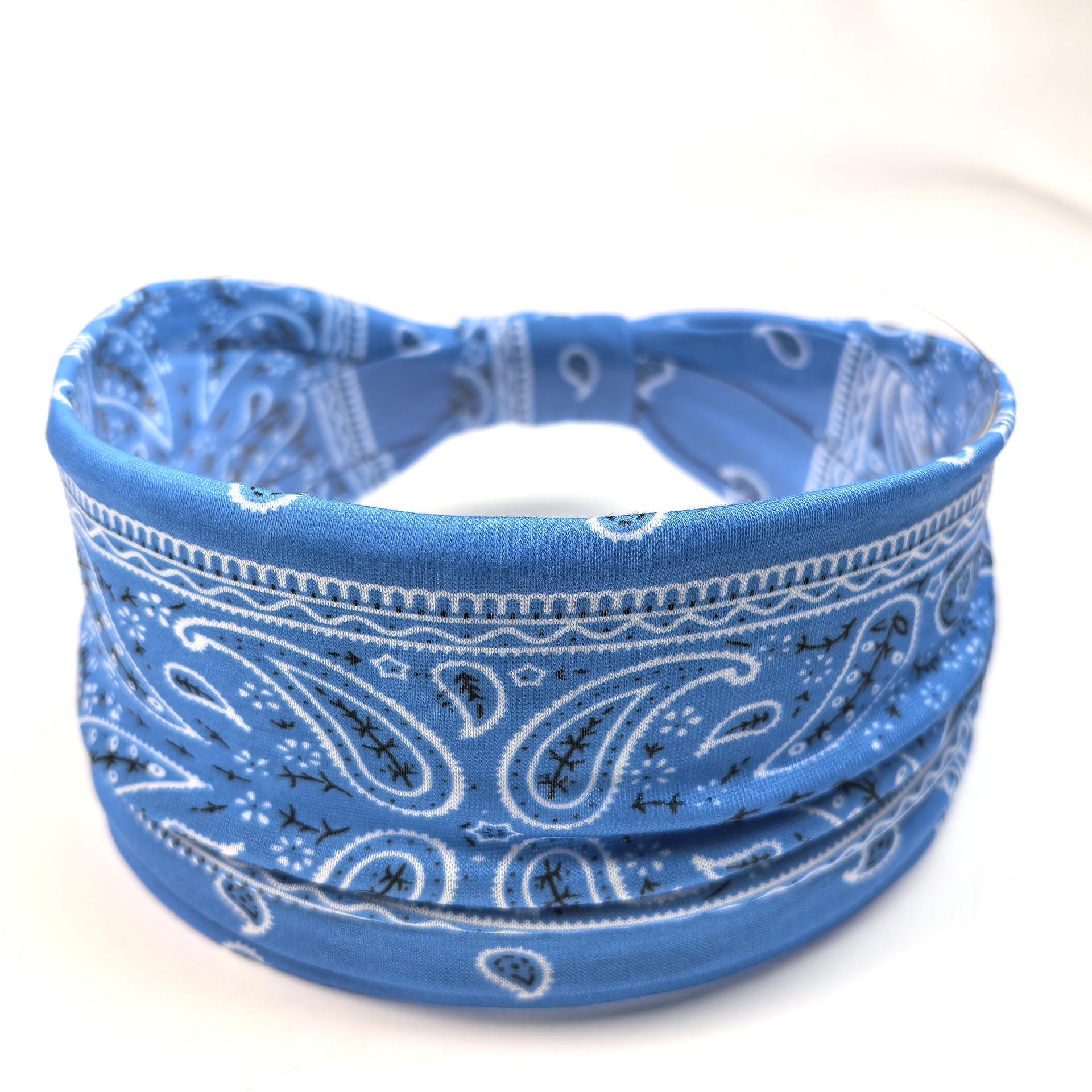 Bohemian Paisley Sweat-Wicking Cotton Headband for Yoga