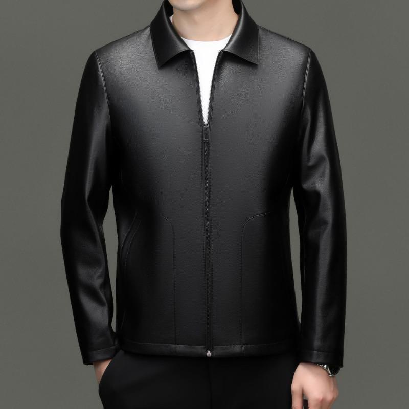 Men's Genuine Leather Jackets Men's New Autumn and Winter Dad Clothes Middle-aged Men's Leather Jackets