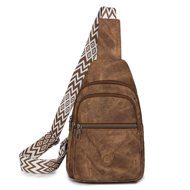 Damen Brusttasche Lässige Umhängetasche Damen Retro Weiche Leder Schultertasche