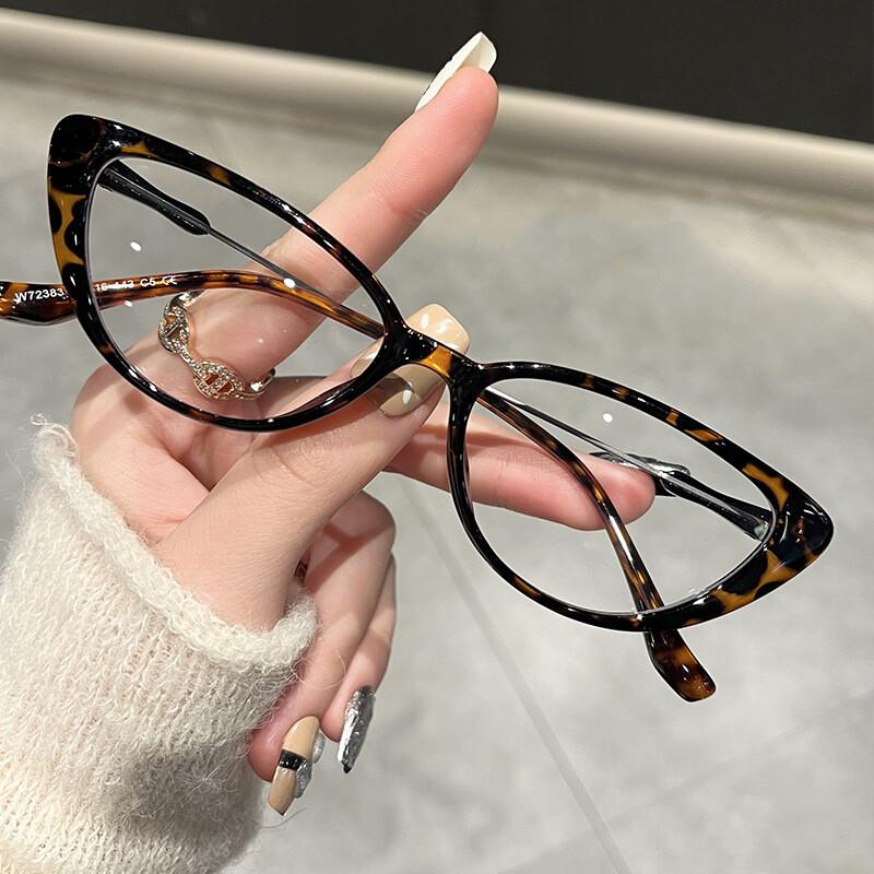 Sexy Leopard Cat Eye Myopia Glasses Women Anti Blue Light Optical Lenses Transparent Eyeglasses Prescription Nearsighted Glasses