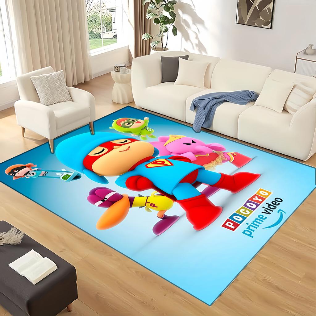 3D Fun P-Pocoyo Elly Pato Cartoon Carpet Rug for Home Living Room Bedroom Sofa Doormat Decor,kids Play Non-slip Floor Mat Gift