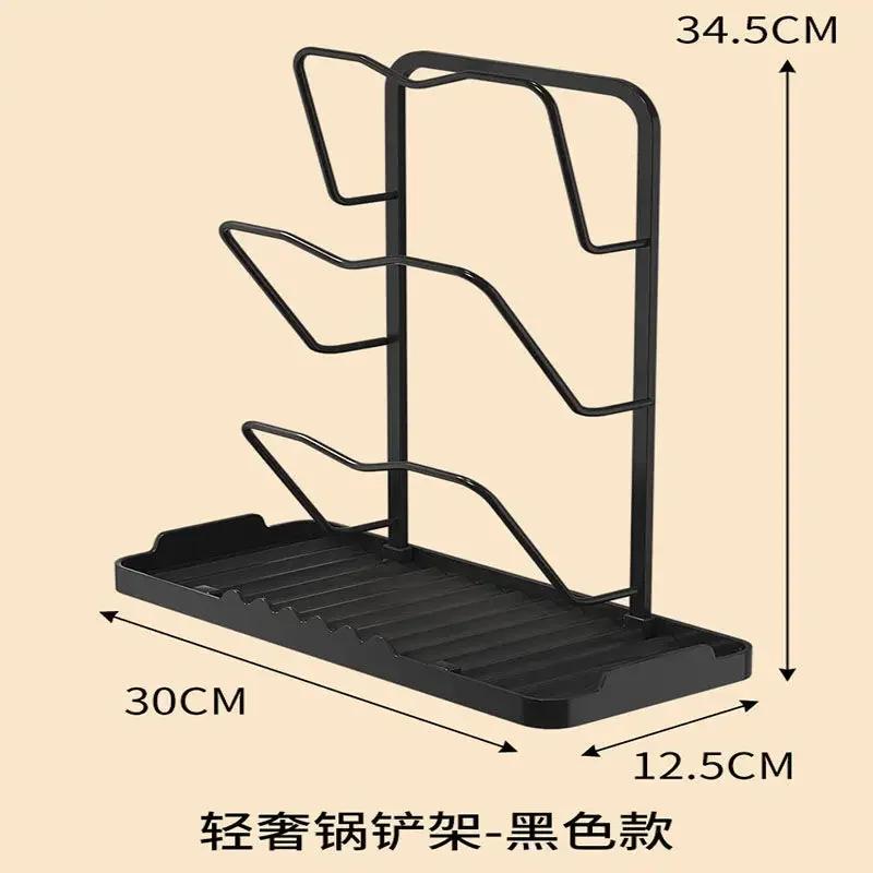 Space Aluminum Kitchen Pot Cover Rack, Table Top Shelf, Spoon, Cooking Shovel, Pot Shovel Rack, Collecting Rack