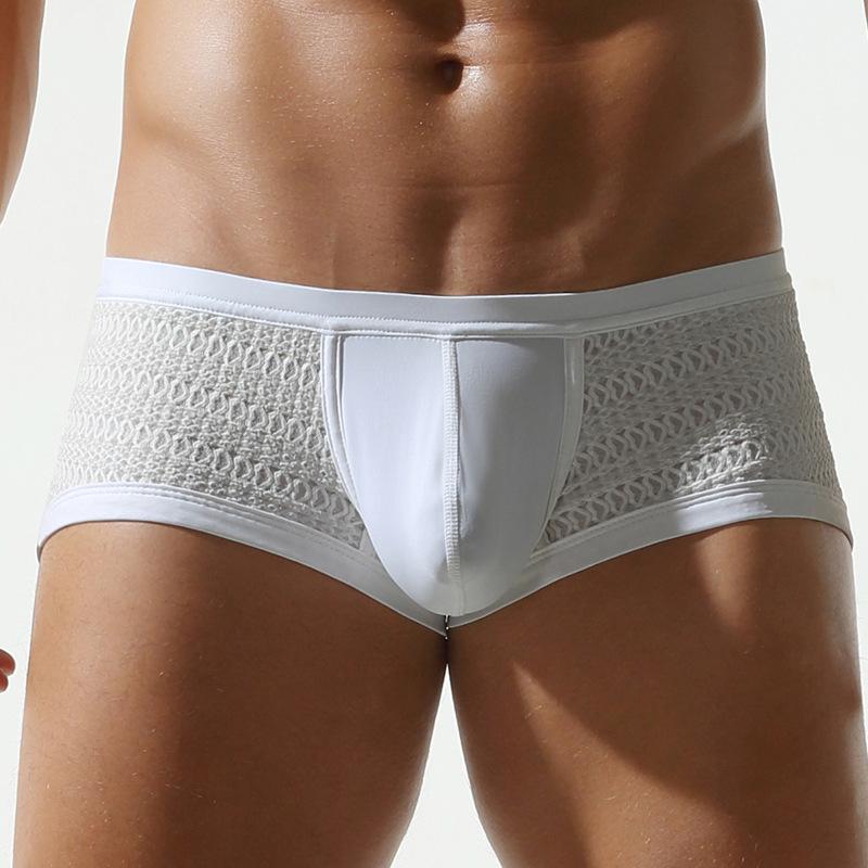 SEOBEAN Men's Breathable Mesh Low-Rise Boxer Briefs with U-Pouch