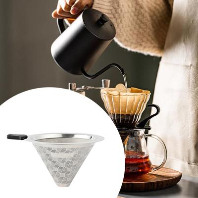 Metal Cone Filter Paperless Pour Over Coffee Maker for Office Camping Travel Without Base