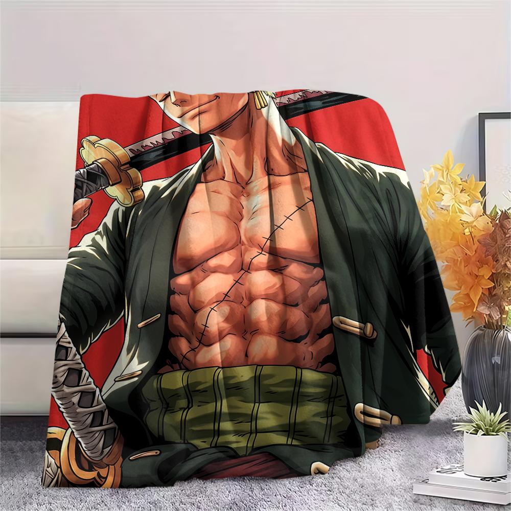 One Piece Charakter Print Flaneldecke, Hohe Qualität, Bequem für alle Jahreszeiten, Heimdekoration, Wärme und Komfort, Perfekt für Weihnachtsgeschenke