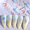Jellyfish Summer Beach Nail Stickers Colorful Shell Starfish Conch Fish Adhesive Sliders Embossed Decals Manicure Foils Decor