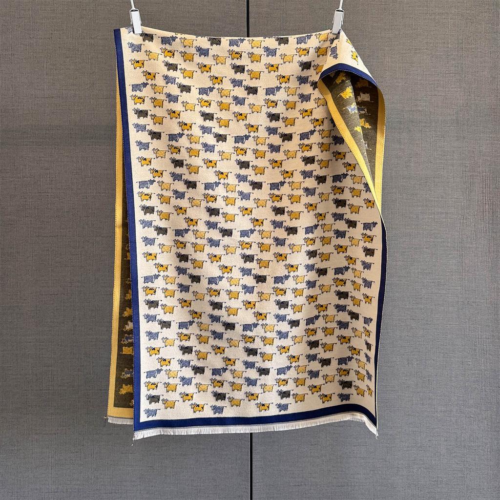 Autumn New Sweet Age Reduction Cute Calf Pattern Scarf Women Thickened Warm Daily Commuting Multi-functional Scarf