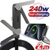 2-В-1 240 Вт Плетений USB C до Type C Кабель для швидкої зарядки Складана підставка для телефону T-подібний зарядний пристрій Кабель для передачі даних для iPhone 17 16 Samsung