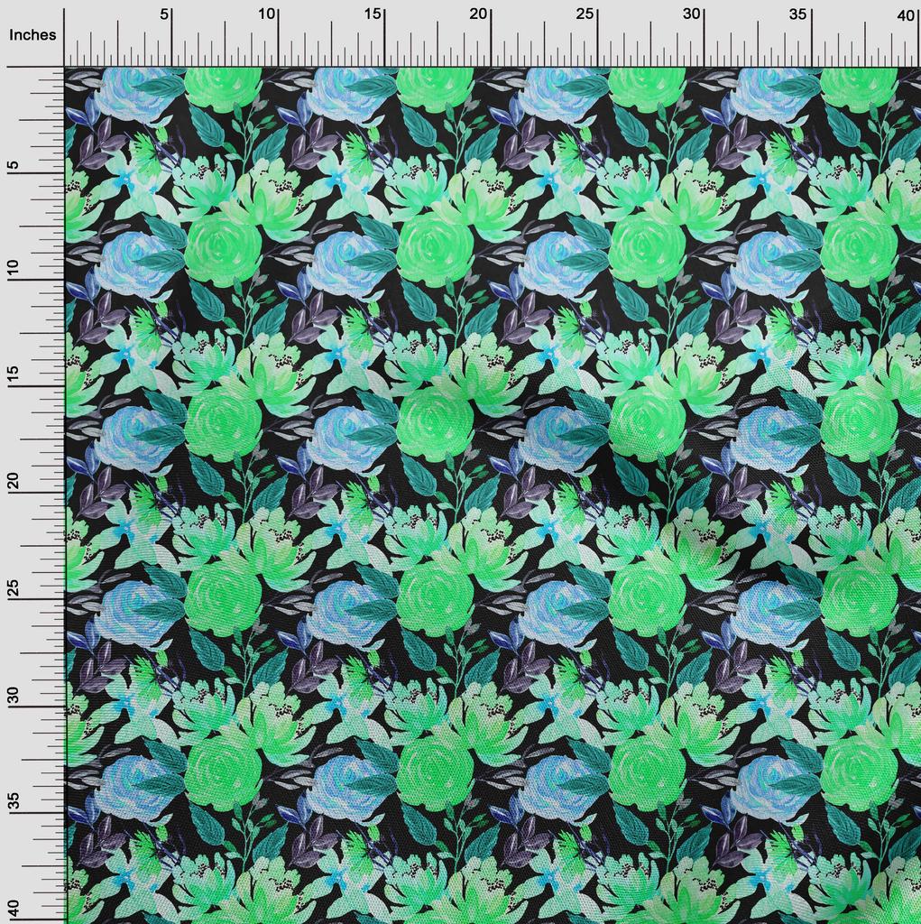 oneOone Cotton Flex Lime Green Fabric Florals Sewing Fabric By The Yard Printed Diy Clothing Sewing Supplies 40 Inch