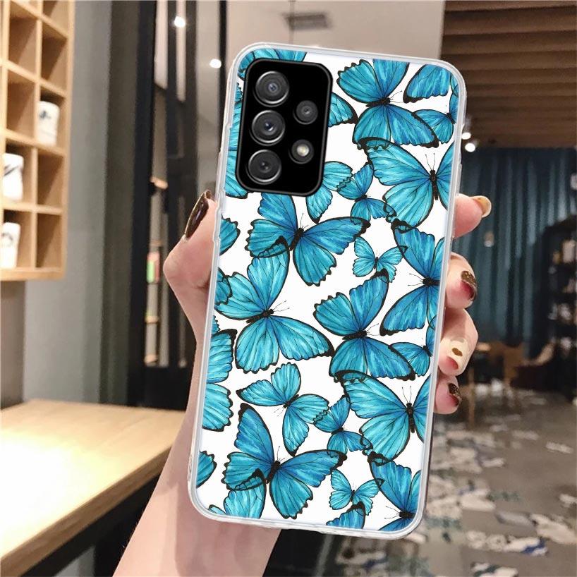 Blue Butterfly Beautiful Wing Soft Phone Case For Samsung Galaxy A16 A26 A36 A56 A15 A14 A13 A55 A54 A53 A35 A34 A33 A25 A24 A23