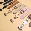 Butterfly buckle Leather Strap For Google Pixel Watch Band Pixel Watch Watchbands Bracelet With adapter (Silver/Black/Rose gold)