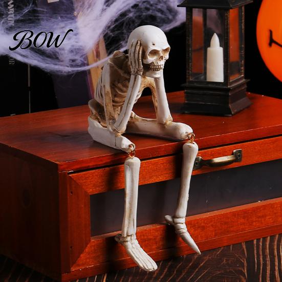 Spooky Halloween Party Supplies Skeleton Statue, See Speak Hear No Evil Figurines, Unique Statue Collectible Skull Decoration for Indoor Mantel Table