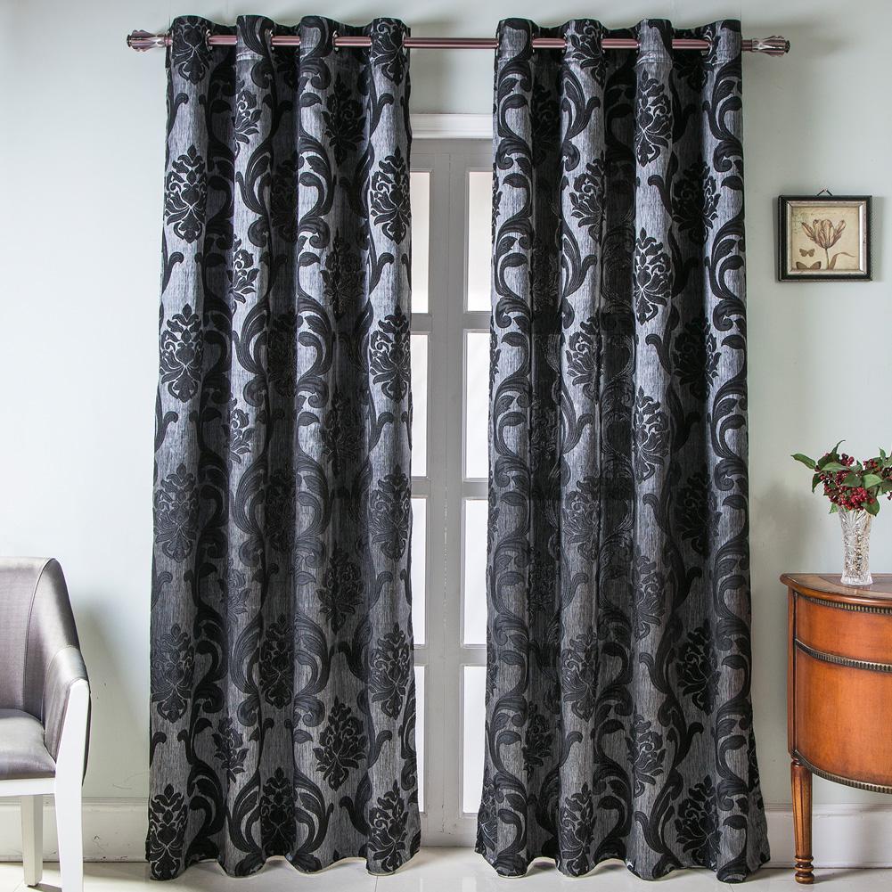 Lozujoju Home Decor Декоративная жаккардовая штора на люверсах для двери или окна. 1 шт W300cm x L250cm чёрный