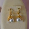 Unique and Elegant Hat Pearl Earrings for Women Charm Antique Gold Craftsm Light Luxury Brushed Round Beads Earring