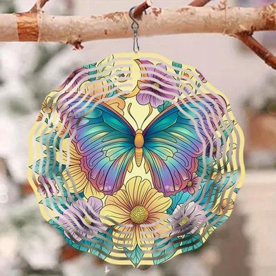 Mondlicht Schmetterling Floral Metall Windspiel 2D Mandala Design für Außen Garten Hof Dekoration Kein Strom Thanksgiving Weihnachten Geschenk