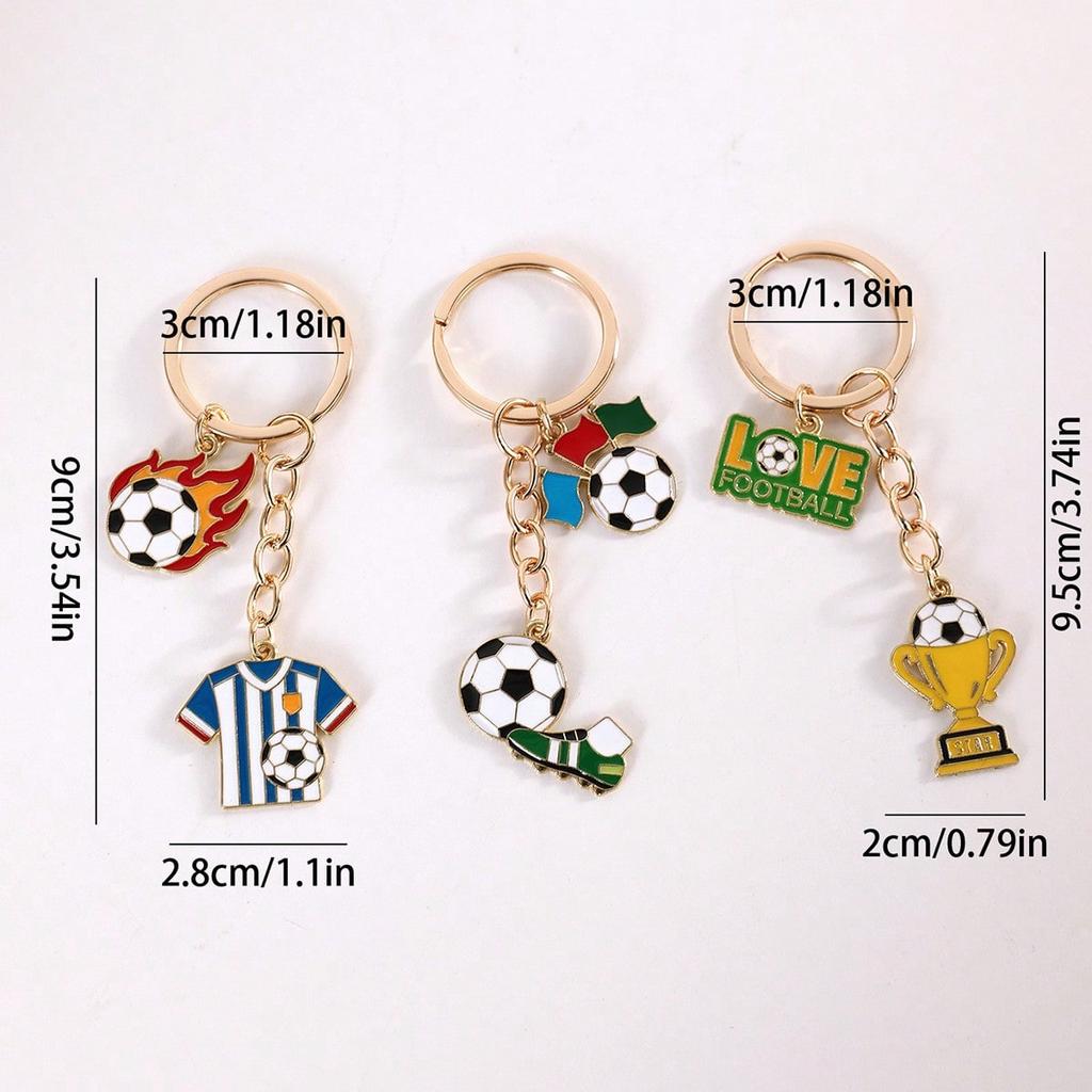 3pcs Football Keychains, Small Gift Keychains For Football Fans During World Cup Sports Events,