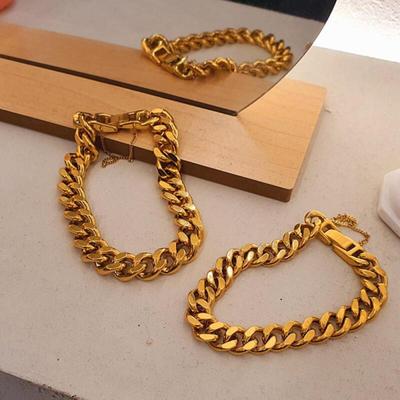 Women's Men's Gold Silver Bold Basic Chain Bracelet