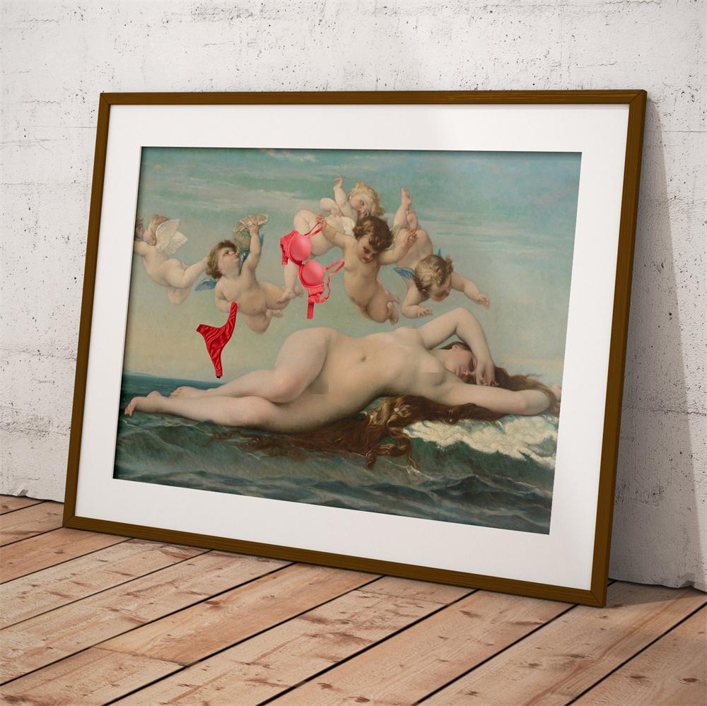 Cephalus and Aurora Valentines Day Love Poster Altered Portrait Art Canvas Painting Nude Wall Art Valentines Day Gift Home Decor