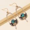 1 Pair Round Turquoise Bohemia Drop Earrings Exaggerated Piercing Long Hook Earrings Jewelry Gift