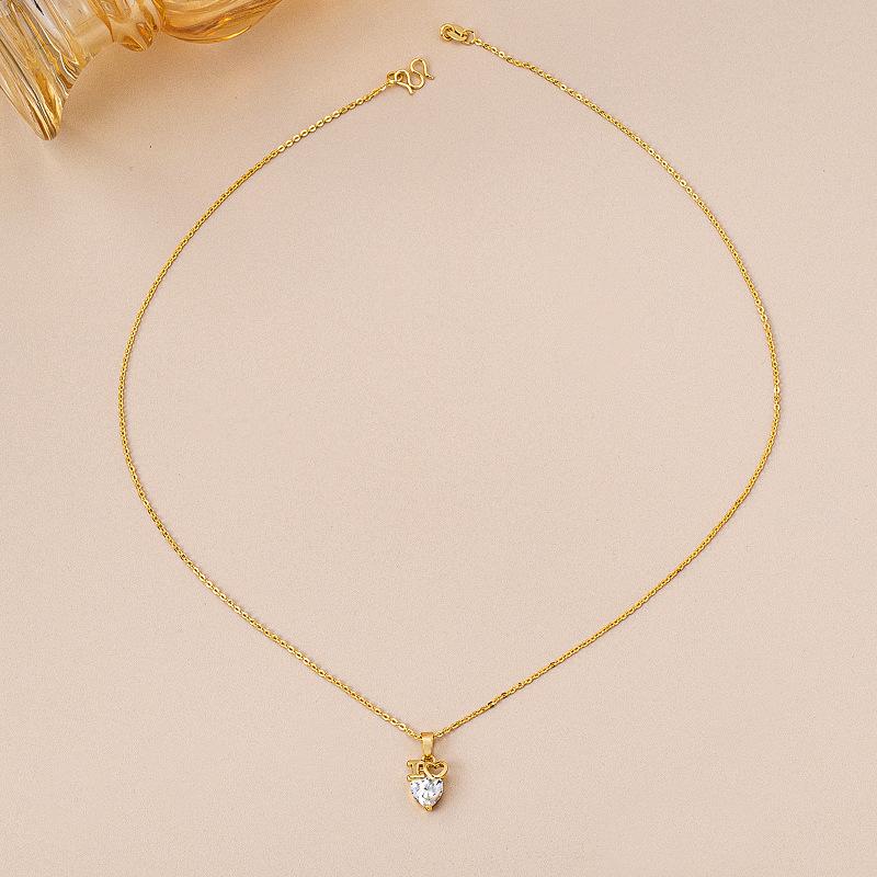 Love zircon pendant, electroplated real gold necklace, fashionable micro-inlaid heart-shaped zircon necklace, collarbone chain item jewelry.