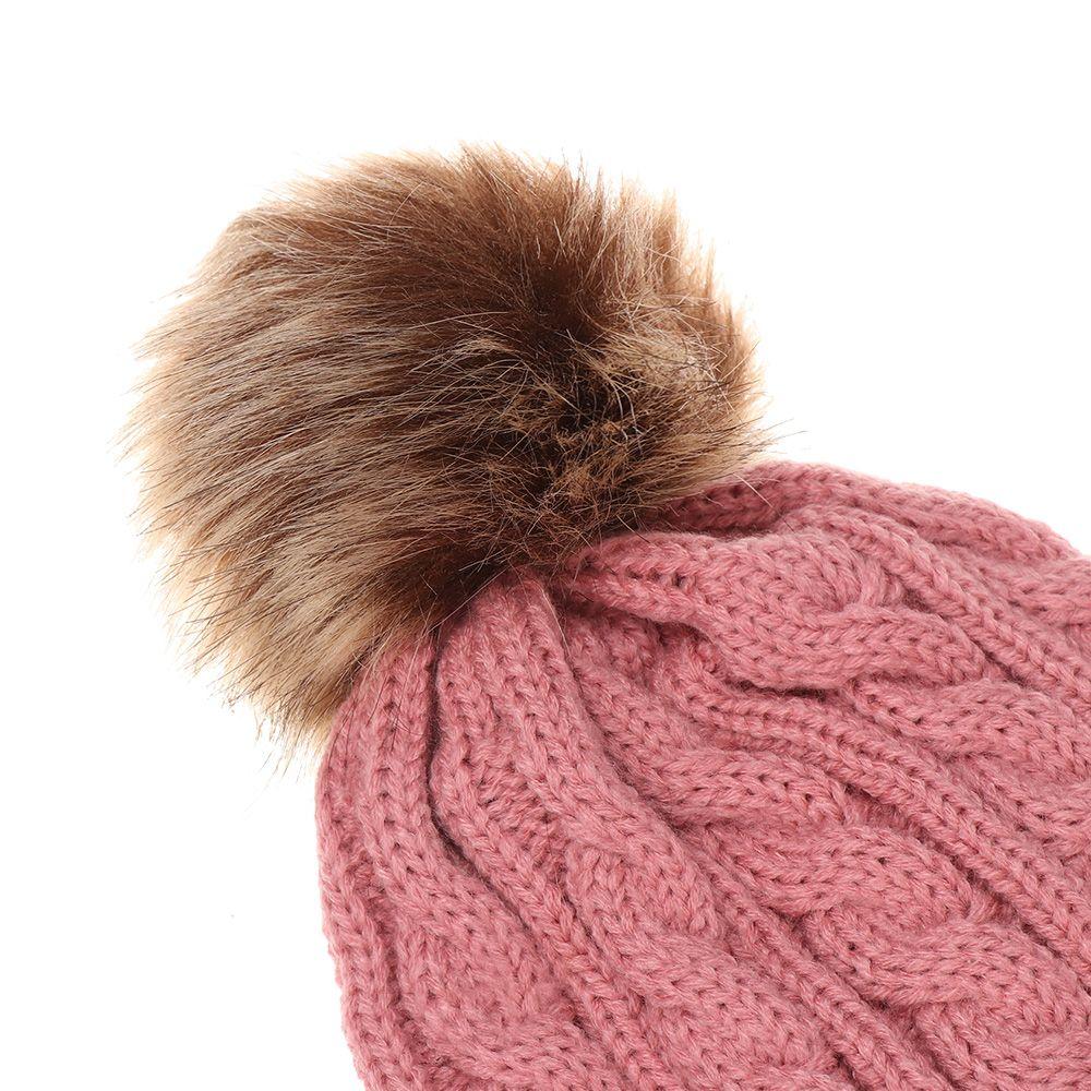 Fashion Fur Pom Bobble Cute Baby Cap Hemming Hat Knitted Hat Toddler Beanie