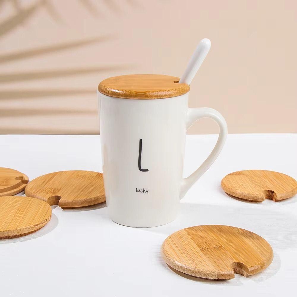 4Pcs Bamboo Cup Lids Various Size Mason Jar Caps Creative Can Mug Cover  Coffee Milk Water