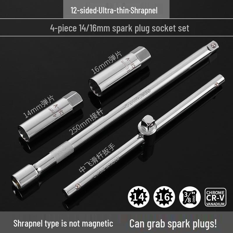 Universal Magnetic Spark Plug Socket Wrench (14/16mm) for Easy Spark Plug Removal and Installation