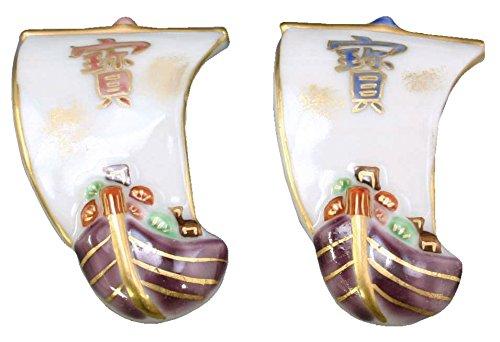 

Kyo-yaki Kiyomizu-yaki Kosen Chopstick Rest Pair Treasure Ship het429