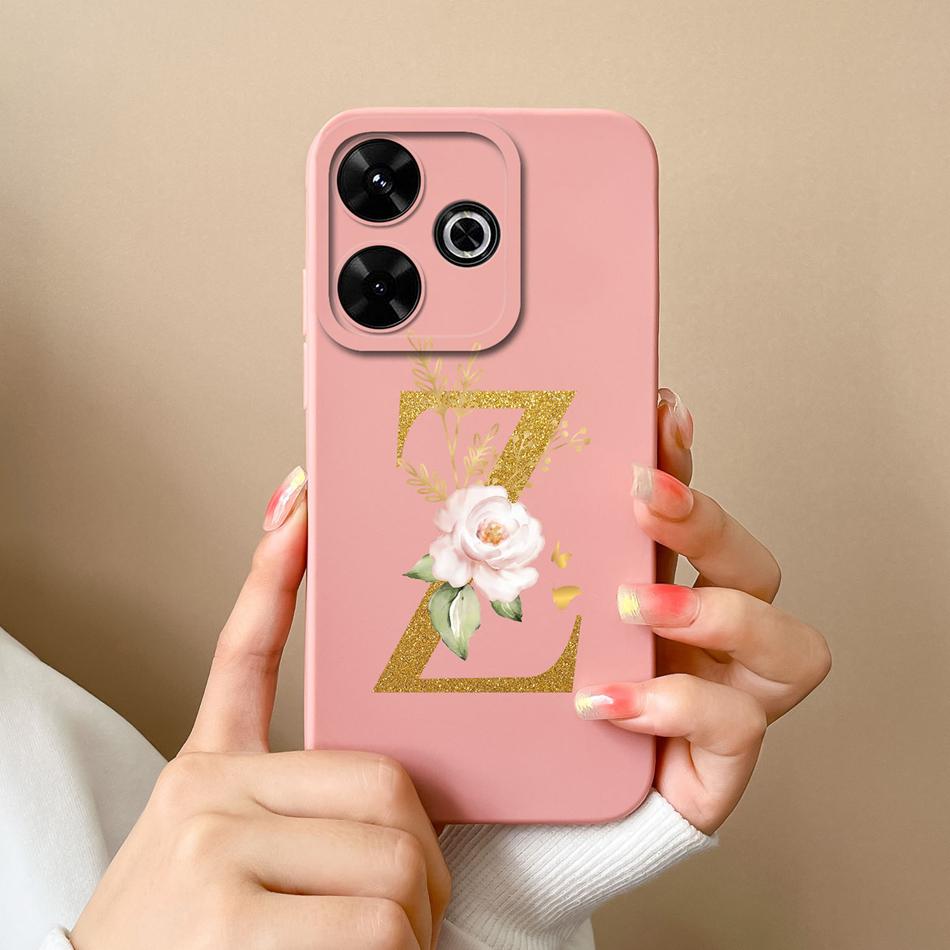 Elegant Case For Redmi 13 4G Personalized Letter Soft Liquid Silicone Protective Phone Cover For Xiaomi Redmi13 Shell Funda Capa