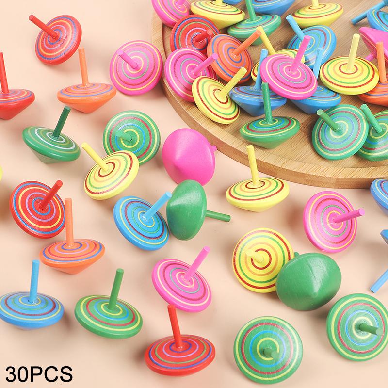 10-30Pcs Colorful Wooden Gyro Mini Spinning Toys Kids Birthday Party Favors Gift for Guests Pinata Goodie Bag Filler Finger Game
