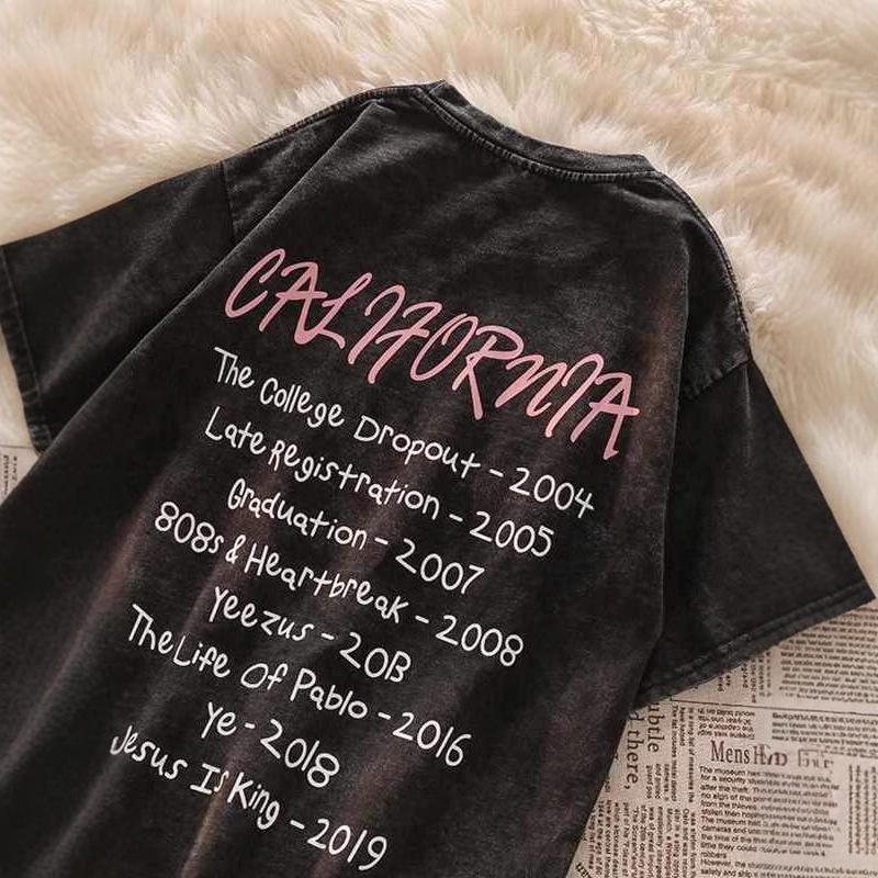 Women's American Retro Distressed Loose-Fit Cotton T-Shirt for Summer