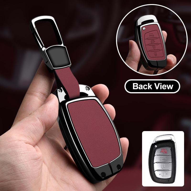 Zinc Alloy Car Key Case Cover For Hyundai Tucson Santa Fe Rena Sonata Elantra Creta Ix35 Ix45 I10 I30 I40 Accessories Bag