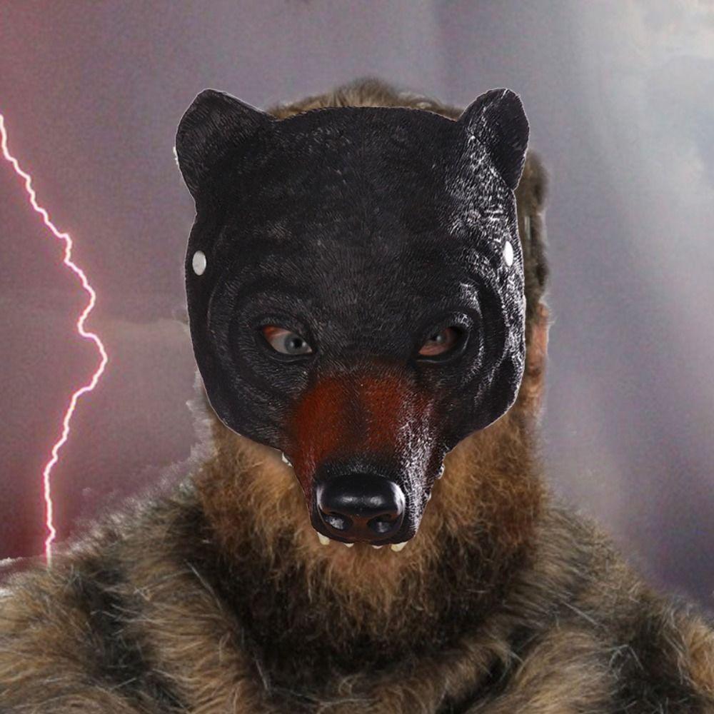 Funny Realistic Bear Mask Personality Cool Halloween Mask Novelty Animal Head Mask Role Playing Props