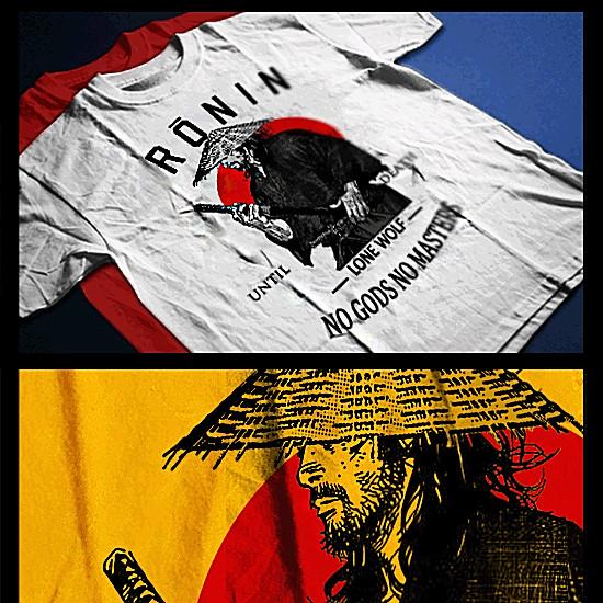 Samurai T-Shirt Deadly Warrior with Sword Bushido Code Japanese Steel