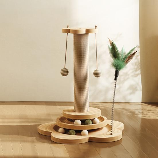 Katzenkratzbaum Katzenkratzbaum mit Ball und Federspielzeug Interaktiver Ball