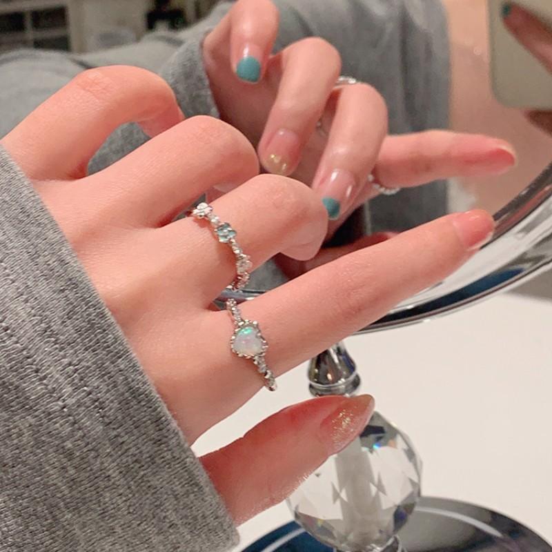 Summer flower love ring niche index finger ring adjustable exquisite opening ring tide