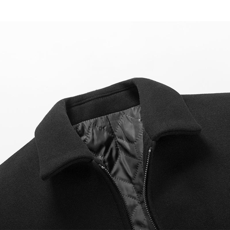 Wolle Herrenjacke Herbst und Winter Mittleren Alters Herren Wolljacke Schwarz Reversjacke Lässige Herrenbekleidung