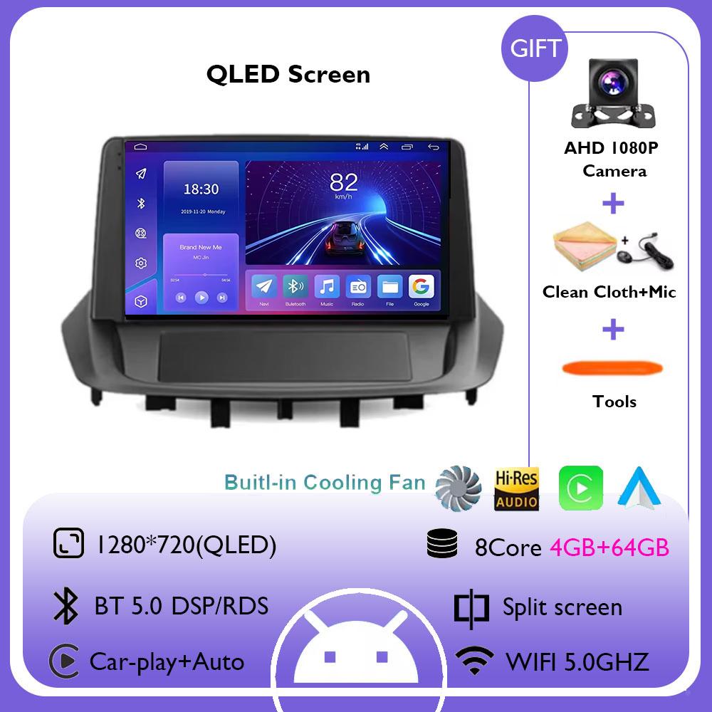 9" For Renault Fluence 1 2009 - 2017 Android 14 Carplay Car Radio Navigation Multimedia GPS Player Stereo WiFi+4G BT 360 Camera