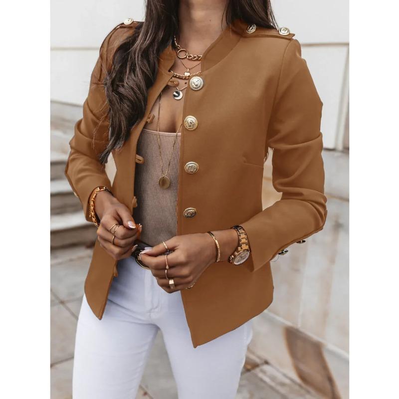 Blazers de Mujer Abrigos de Una Hilera Manga Larga Abrigos Novedad Abrigos Elegantes de Color Sólido Ropa Exterior Abrigo Otoñal Traf