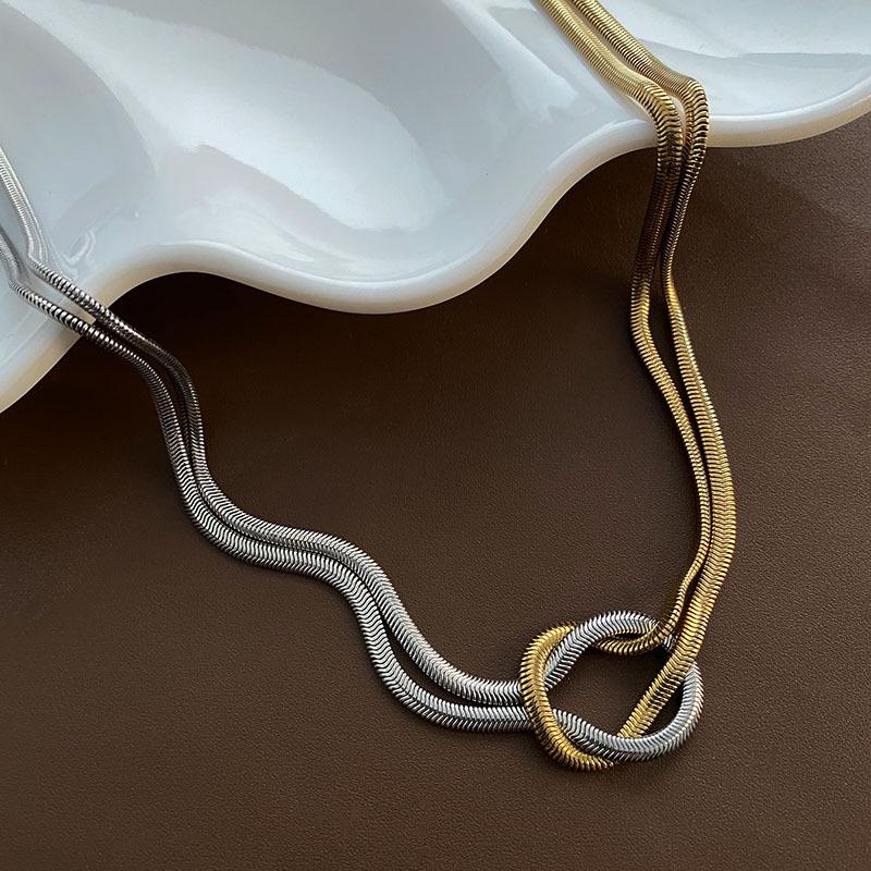 

Trendy Titanium Steel Double-Layer Knotted Necklace Bracelet
