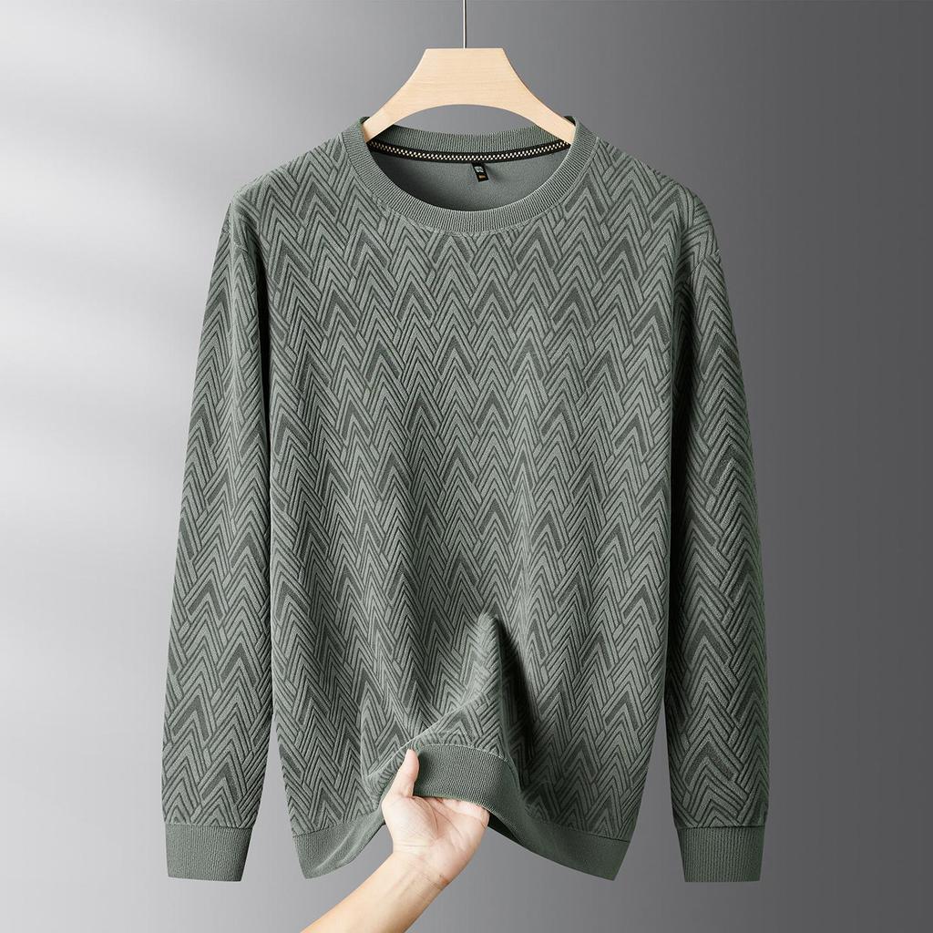 Herr Plus Size Sweatshirt med Fleecefoder och Rund Hals - Höst/Vinter 2025, Tjockt & Varmt, Långärmat.