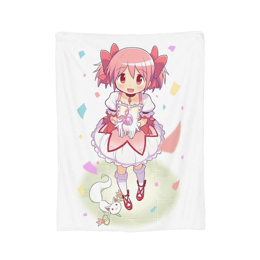 Kyubey Puella Magi Madoka Magica Cute  Coral Fleece Plush Throw Blankets Anime Blanket for Bed Bedroom Ultra-Soft Bedspread,