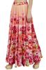 Bimba Women's Peach Floral Printed Cotton Elastic Waist Designer Skirt-L