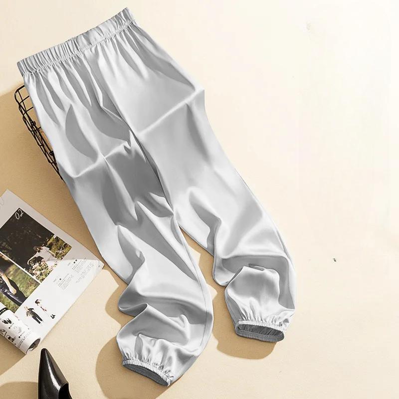 Summer Cool Ice Silk Acetate Bloomers Pants for Women & Men Loose Silk Satin Knickerbockers Acetate Satin Smooth Knickers Pants