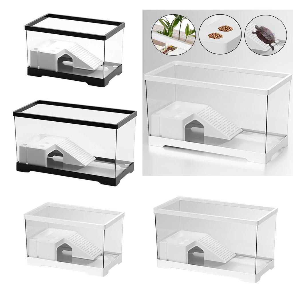 Turtle Tank Turtle Habitat Multifunctional Area Hideout Box Terrapin with Platform Tortoise Enclosure Starter Indoor Decor